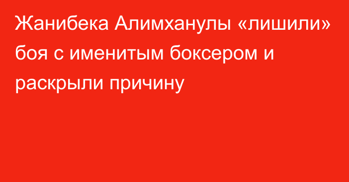 Жанибека Алимханулы «лишили» боя с именитым боксером и раскрыли причину