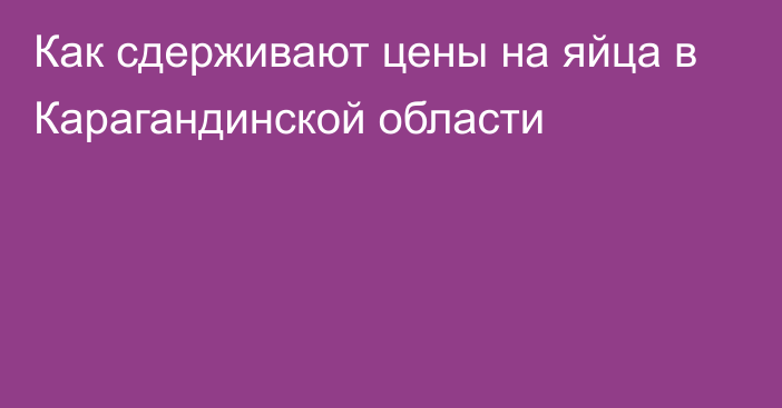 Как сдерживают цены на яйца в Карагандинской области