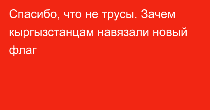 Спасибо, что не трусы. Зачем кыргызстанцам навязали новый флаг