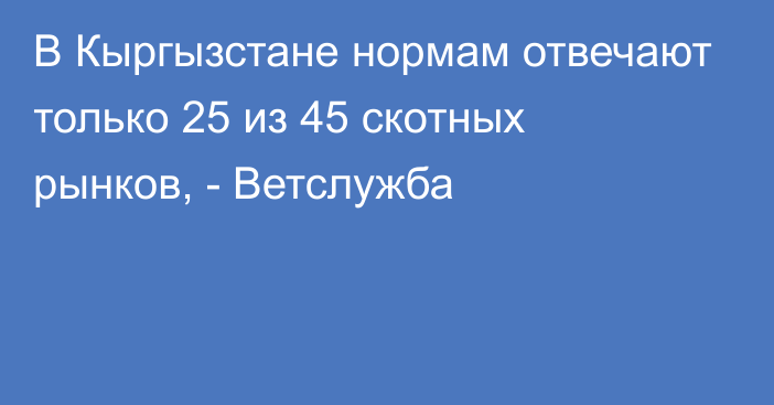 В Кыргызстане нормам отвечают только 25 из 45 скотных рынков, - Ветслужба