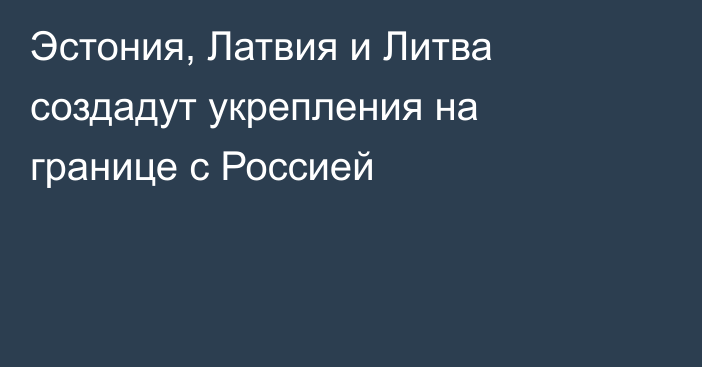 Эстония, Латвия и Литва создадут укрепления на границе с Россией