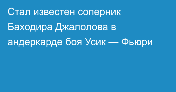 Стал известен соперник Баходира Джалолова в андеркарде боя Усик — Фьюри