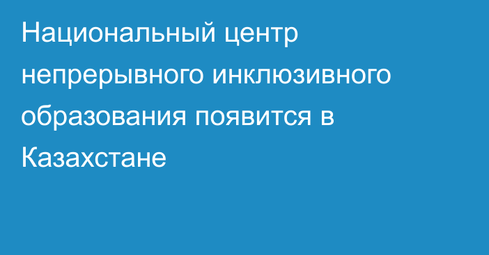 Национальный центр непрерывного инклюзивного образования появится в Казахстане