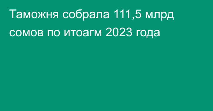 Таможня собрала 111,5 млрд сомов по итоагм 2023 года