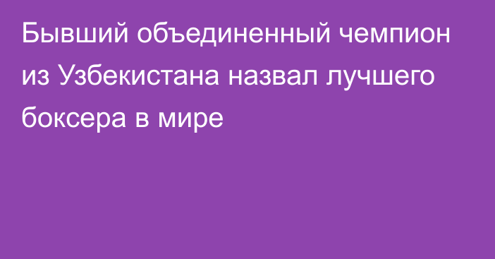 Бывший объединенный чемпион из Узбекистана назвал лучшего боксера в мире