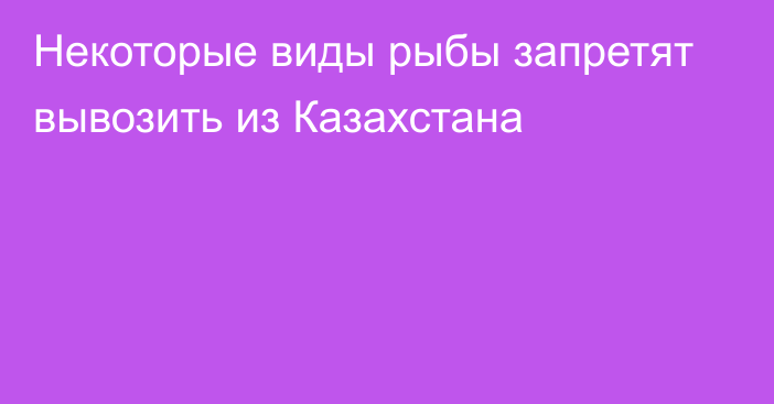 Некоторые виды рыбы запретят вывозить из Казахстана