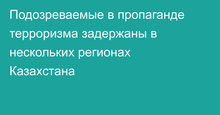 Подозреваемые в пропаганде терроризма задержаны в нескольких регионах Казахстана