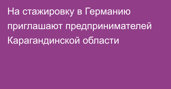 На стажировку в Германию приглашают предпринимателей Карагандинской области