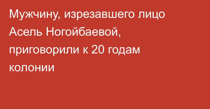 Мужчину, изрезавшего лицо Асель Ногойбаевой, приговорили к 20 годам колонии