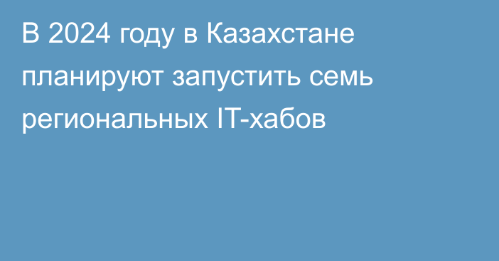 В 2024 году в Казахстане планируют запустить семь региональных IT-хабов