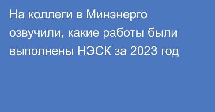 На коллеги в Минэнерго озвучили, какие работы были выполнены НЭСК за 2023 год