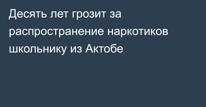 Десять лет грозит за распространение наркотиков школьнику из Актобе