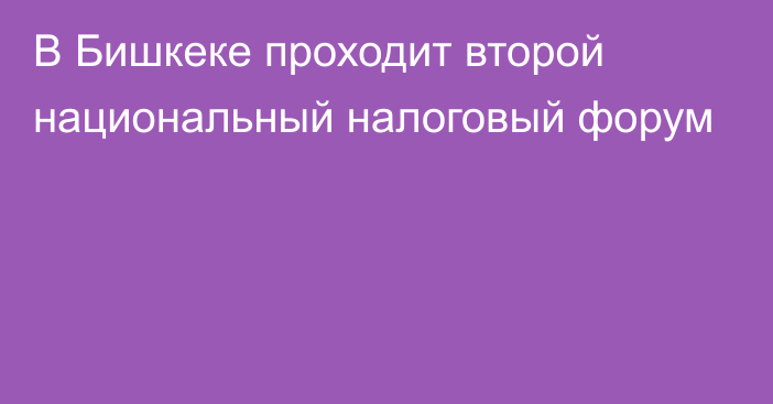 В Бишкеке проходит второй национальный налоговый форум