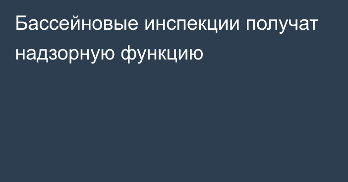 Бассейновые инспекции получат надзорную функцию