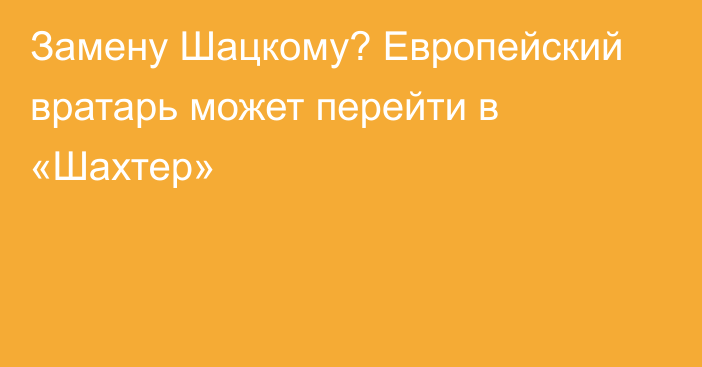 Замену Шацкому? Европейский вратарь может перейти в «Шахтер»