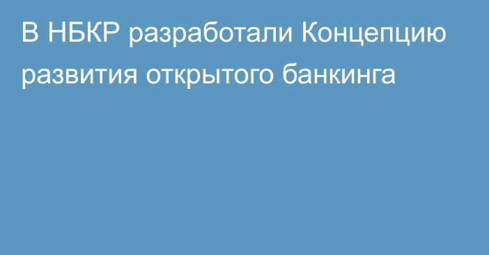 В НБКР разработали Концепцию развития открытого банкинга