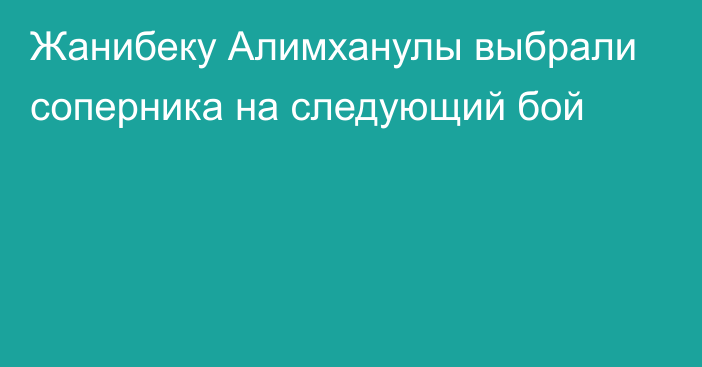 Жанибеку Алимханулы выбрали соперника на следующий бой