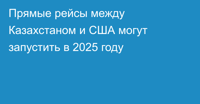 Прямые рейсы между Казахстаном и США могут запустить в 2025 году