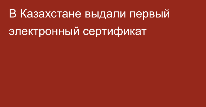 В Казахстане выдали первый электронный сертификат