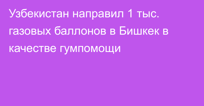 Узбекистан направил 1 тыс. газовых баллонов в Бишкек в качестве гумпомощи