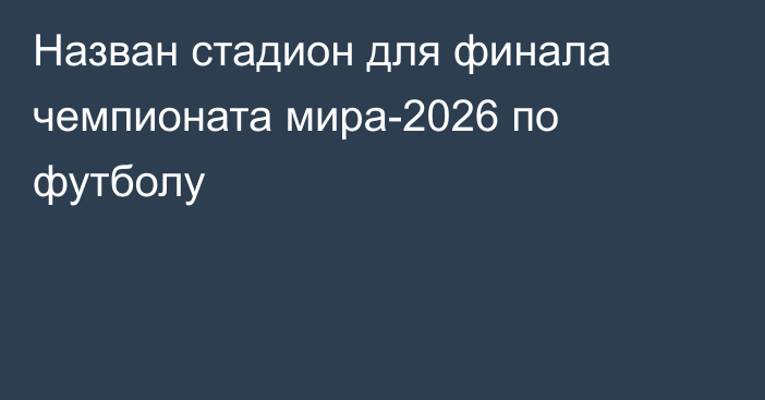 Назван стадион для финала чемпионата мира-2026 по футболу