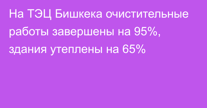 На ТЭЦ Бишкека очистительные работы завершены на 95%, здания утеплены на 65%