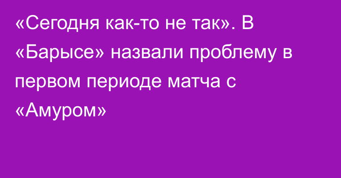 «Сегодня как-то не так». В «Барысе» назвали проблему в первом периоде матча с «Амуром»