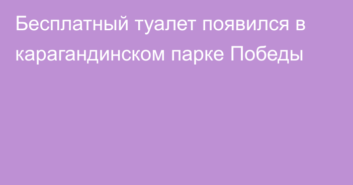 Бесплатный туалет появился в карагандинском парке Победы