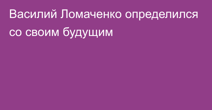 Василий Ломаченко определился со своим будущим