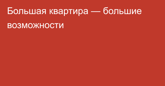 Большая квартира — большие возможности