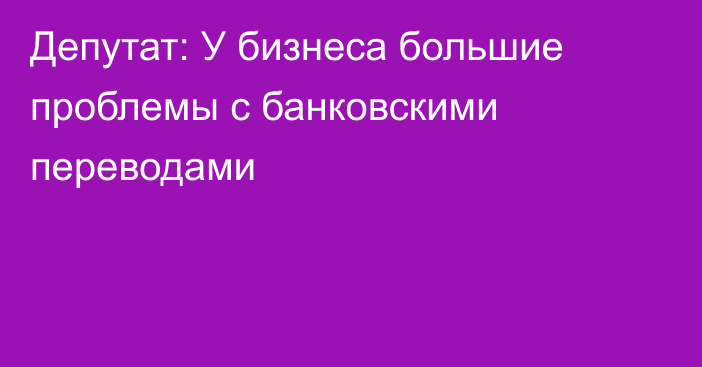 Депутат: У бизнеса большие проблемы с банковскими переводами