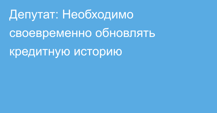 Депутат: Необходимо своевременно обновлять кредитную историю