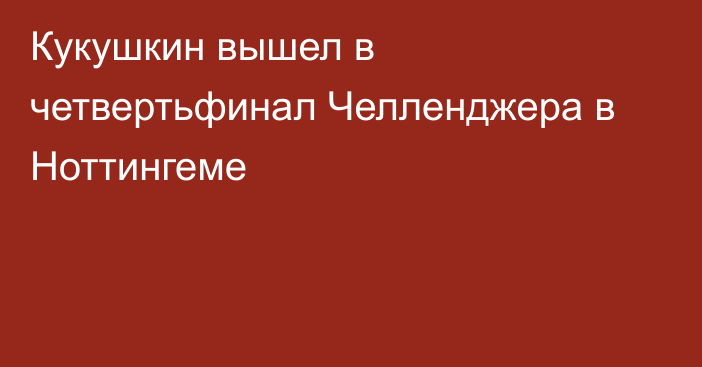 Кукушкин вышел в четвертьфинал Челленджера в Ноттингеме