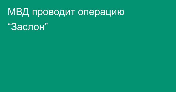 МВД проводит операцию “Заслон”