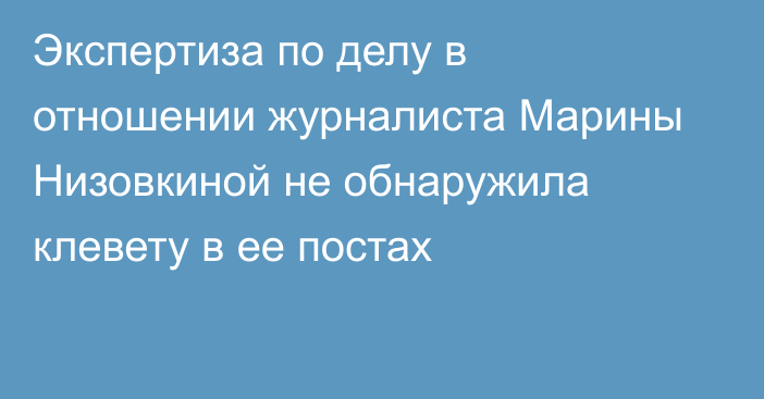 Экспертиза по делу в отношении журналиста Марины Низовкиной не обнаружила клевету в ее постах