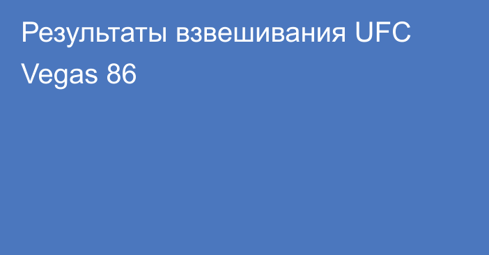 Результаты взвешивания UFC Vegas 86