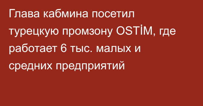 Глава кабмина посетил турецкую промзону OSTİM, где работает 6 тыс. малых и средних предприятий