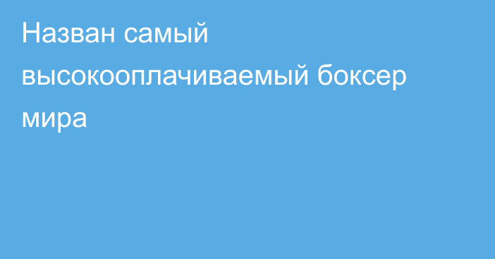 Назван самый высокооплачиваемый боксер мира