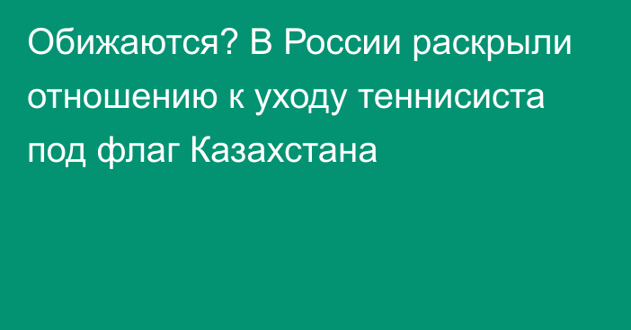 Обижаются? В России раскрыли отношению к уходу теннисиста под флаг Казахстана