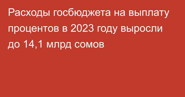 Расходы госбюджета на выплату процентов в 2023 году выросли до 14,1 млрд сомов