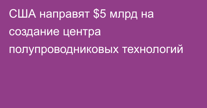 США направят $5 млрд на создание центра полупроводниковых технологий