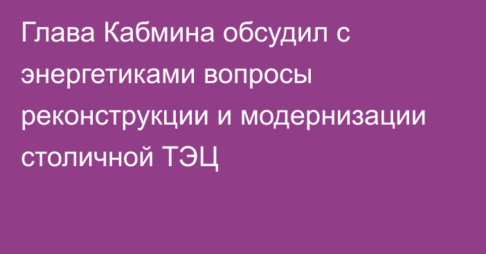 Глава Кабмина обсудил с энергетиками вопросы реконструкции и модернизации столичной ТЭЦ