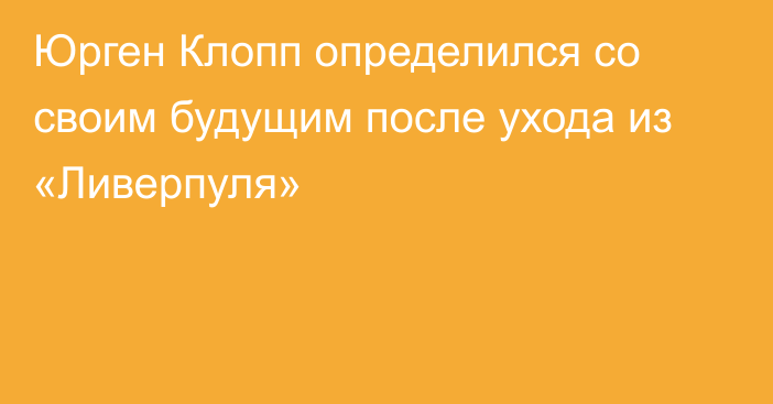 Юрген Клопп определился со своим будущим после ухода из «Ливерпуля»