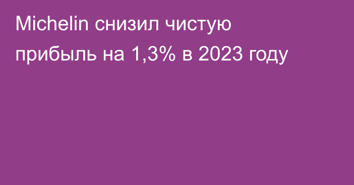 Michelin снизил чистую прибыль на 1,3% в 2023 году