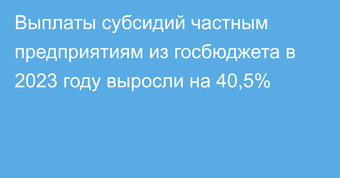 Выплаты субсидий частным предприятиям из госбюджета в 2023 году выросли на 40,5%