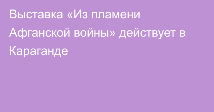 Выставка «Из пламени Афганской войны» действует в Караганде