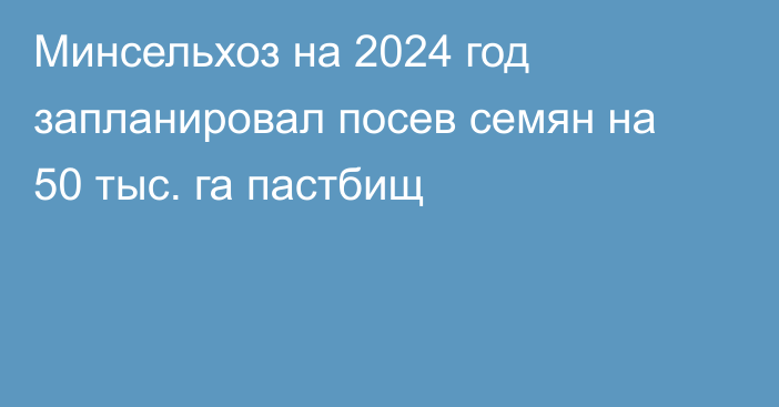 Минсельхоз на 2024 год запланировал посев семян на 50 тыс. га пастбищ