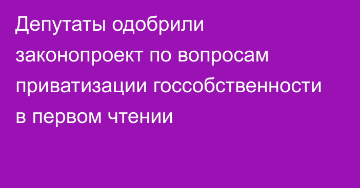 Депутаты одобрили законопроект по вопросам приватизации госсобственности в первом чтении