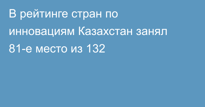 В рейтинге стран по инновациям Казахстан занял 81-е место из 132