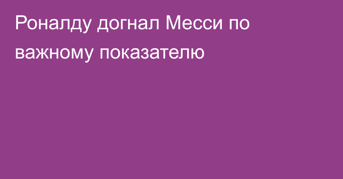 Роналду догнал Месси по важному показателю